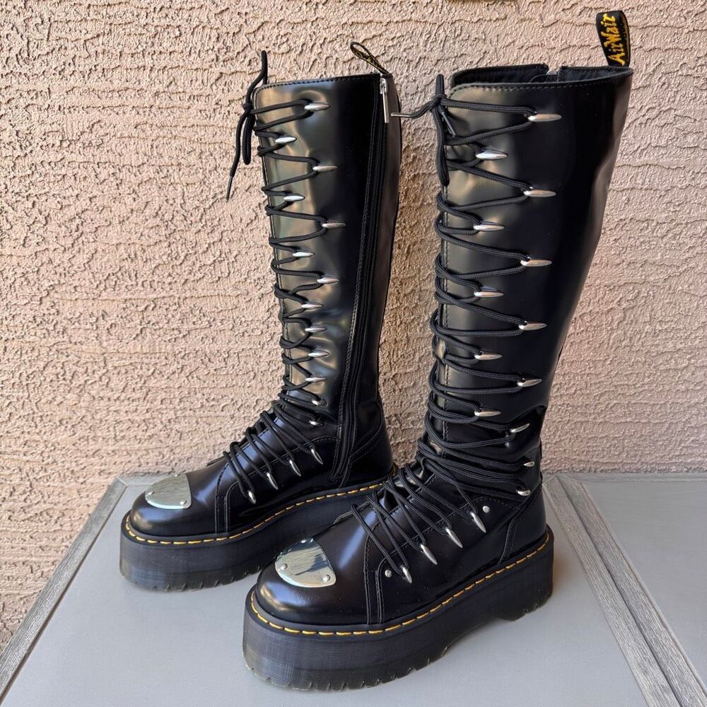 Dr. Martens 1B60 LTT Max Quad Retro Sole Platform Knee Boots Metal Toe Women 11